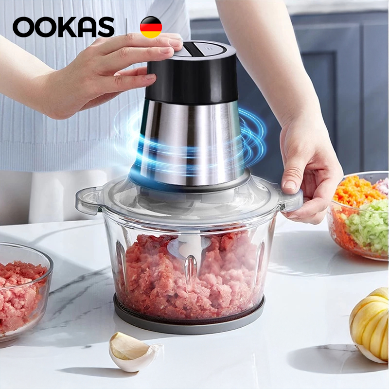 OOKAS Máy xay thịt, Bộ xử lý thực phẩm điện, Máy nghiền thức ăn, Máy xay sinh tố đa chức năng