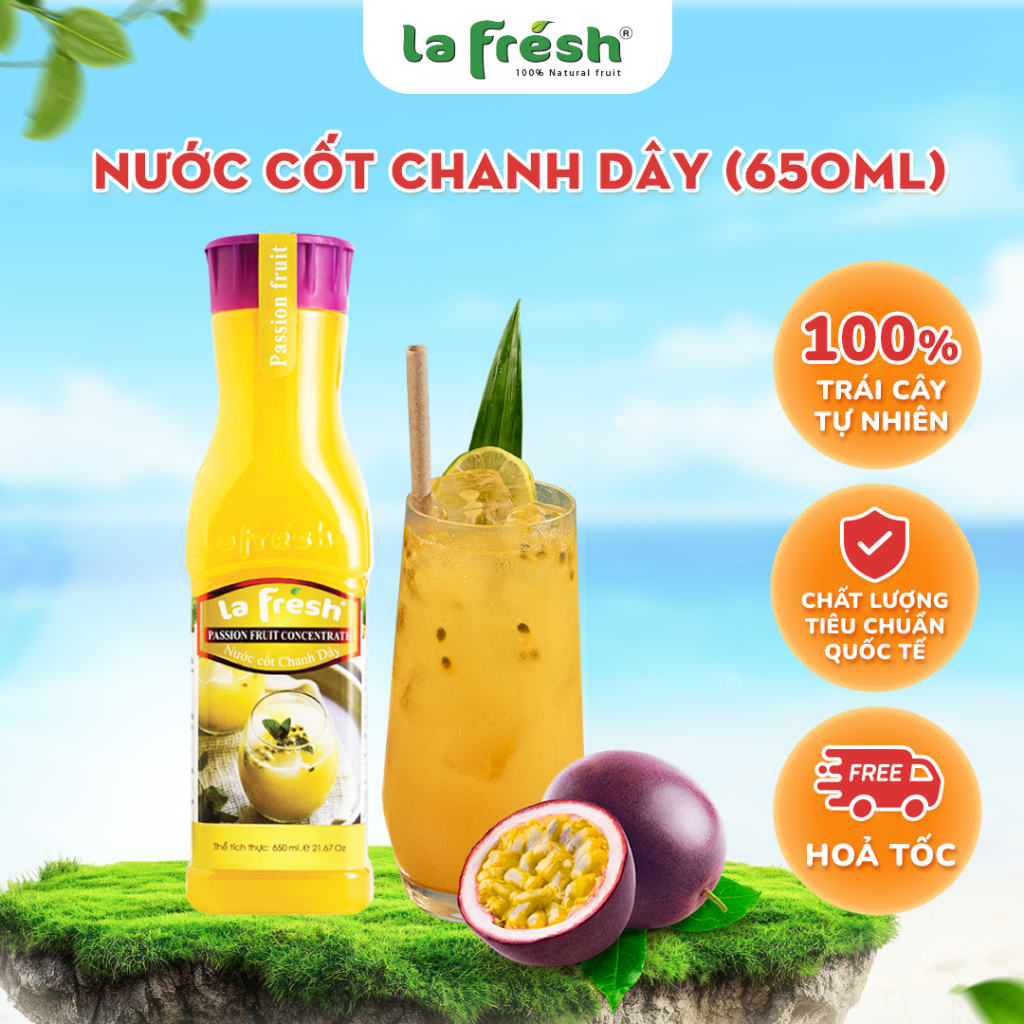 Nước cốt Chanh Dây cô đặc LAFRESH chai 650ml - Hương vị tự nhiên, pha chế nhanh tại nha