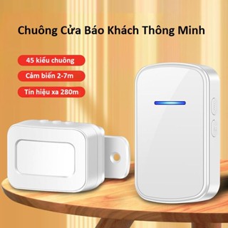 Chuông Báo Khách Chống Trộm Không Dây M5 Cảm Biến Chuyển Động Hồng Ngoại- 45 Kiểu Nhạc Chuông