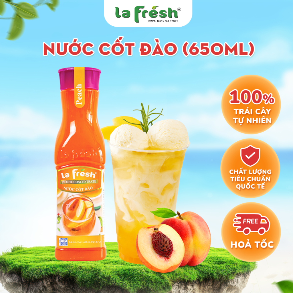 Nước Cốt Đào Lafresh Đà Lạt Chai 650ml - Hương vị tự nhiên, pha chế nhanh tại nhà