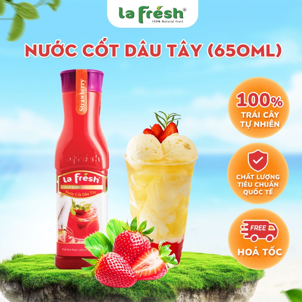 Nước Cốt Dâu Tây LaFresh 650ml – Vị Dâu Tự Nhiên, Pha Chế Nhanh Và Dễ Dàng