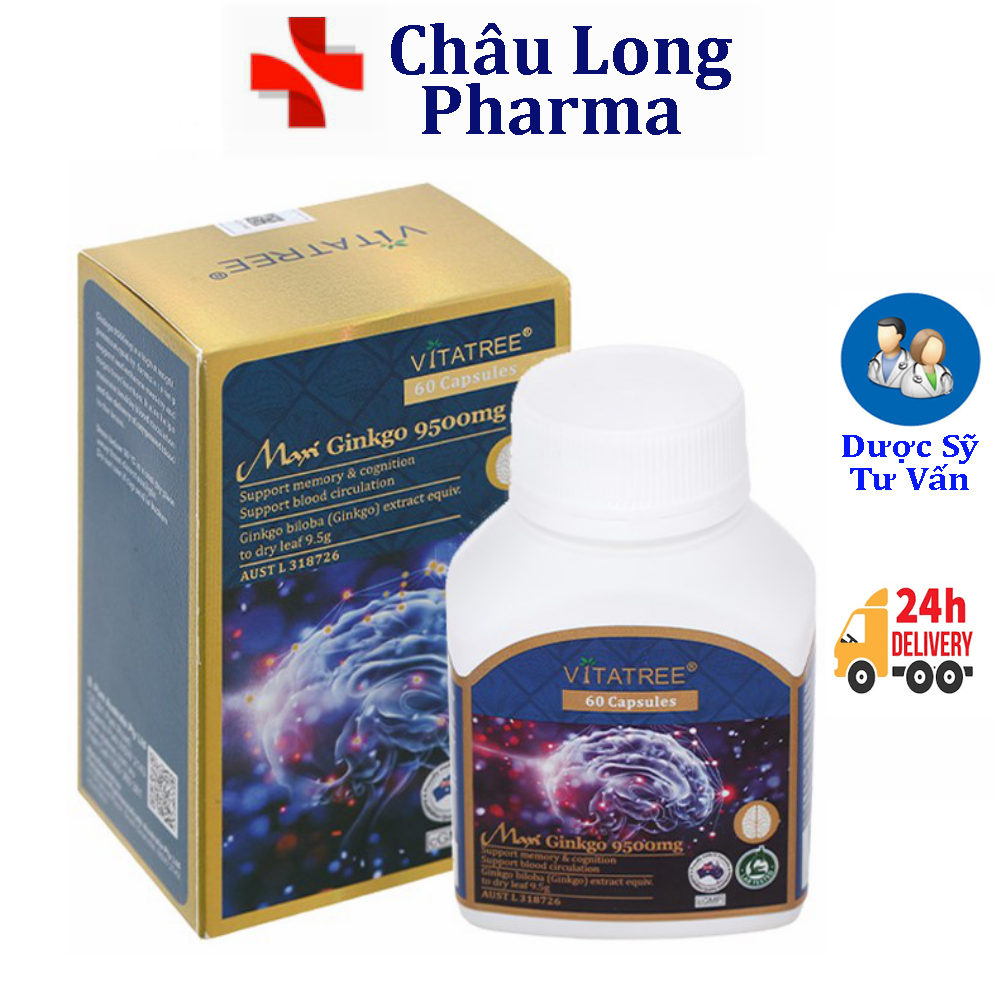 Vitatree Mega Ginkgo 9500mg Max - Tăng tuần hoàn máu não hộp 60 viên
