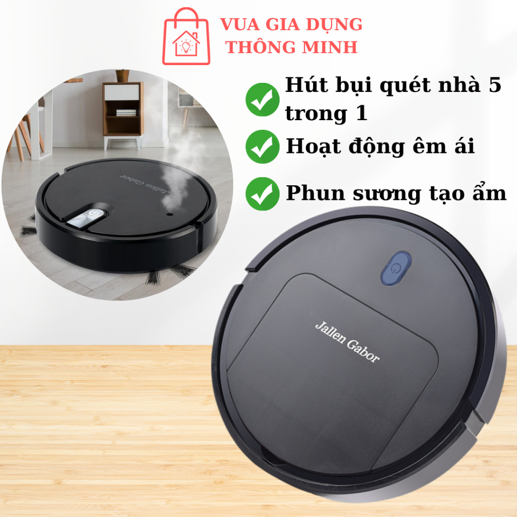 Robot Hút Bụi Lau Nhà Jallen Gabor S Cleaner – Phun Sương Tạo Ẩm, Hút Bụi Thông Minh, Dùng Pin Sạc – 0 Cần Kết Nối App