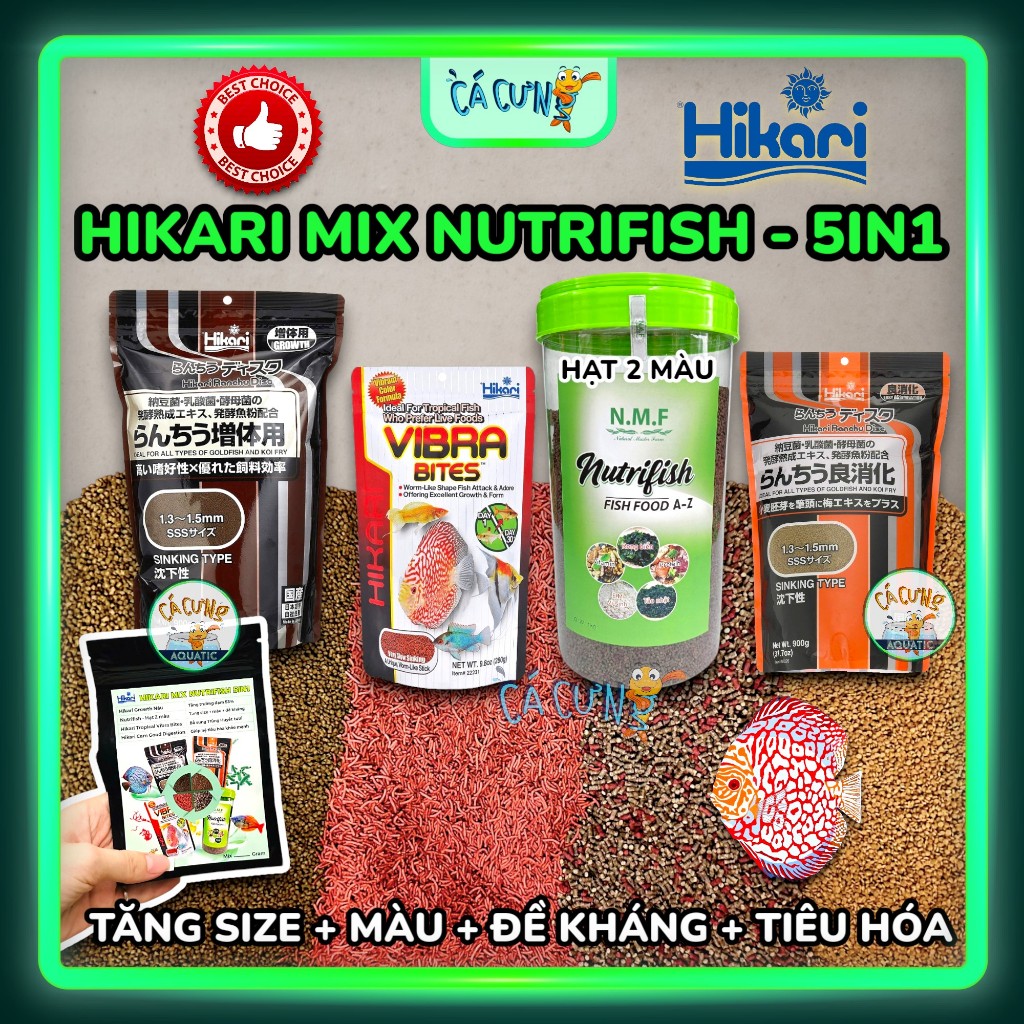 Thức ăn cá HIKARI MIX NUTRIFISH 5in1 - Cám chìm siêu tăng màu, tăng đề kháng tiêu hóa cá thủy sinh