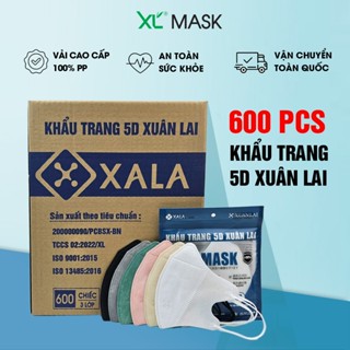  Khẩu trang 5D XL MASK Thùng 600 cái 3 lớp kháng khuẩn chống giọt bắn ngăn bụi tia UV chính hãng 