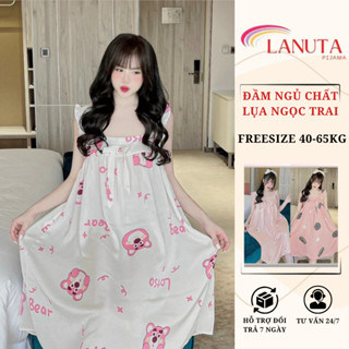 [40-70kg] Đầm mặc nhà váy ngủ kiểu cánh tiên chất lụa ngọc trai form rộng dáng tiểu thư LANUTA
