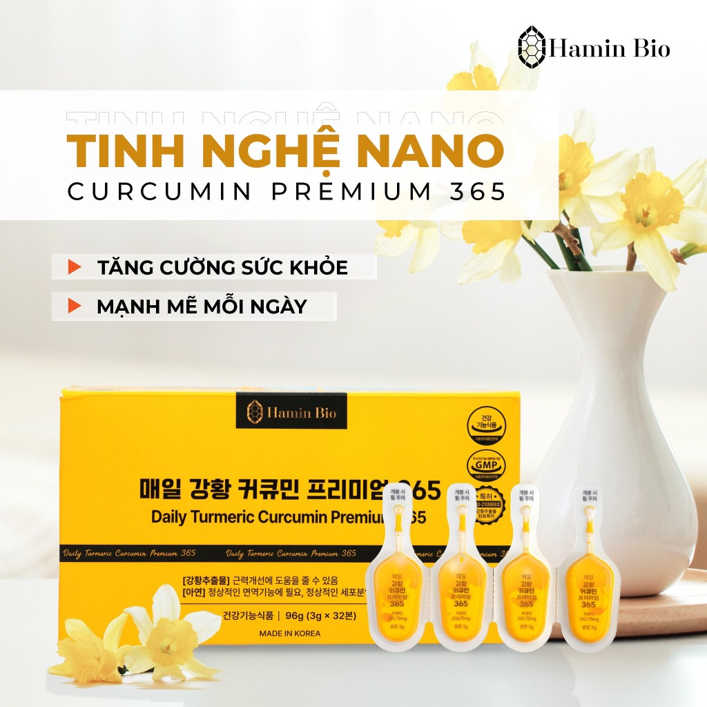 Tinh Nghệ Curcumin Nano Hàn Quốc 365 Hamin Bio 32 tép - Đẹp Da, Dạ Dày Khỏe…