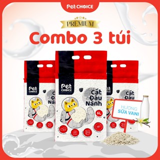 Combo Cát đậu nành cho mèo, cát hữu cơ vệ sinh cho mèo PetChoice Premium 6L TÚI ĐỎ