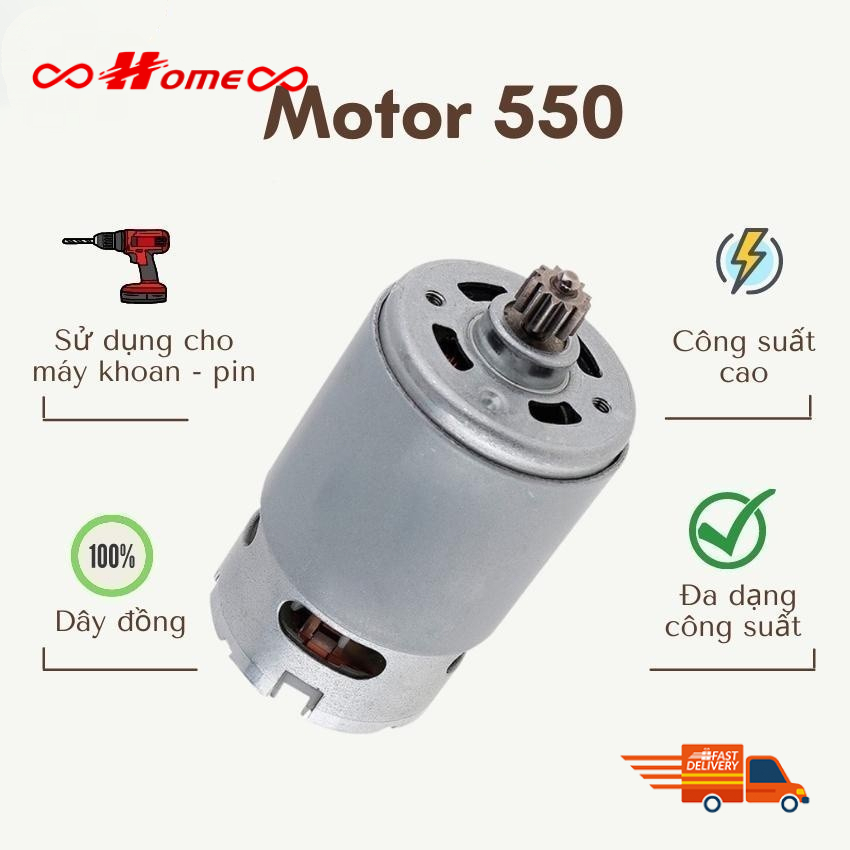 Motor 550 21v Công Suất Cao Chuyên Cho Máy Pin 12/ 21V