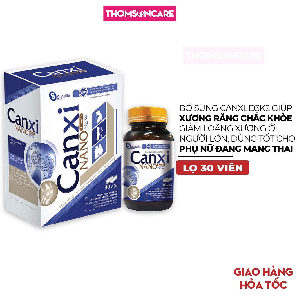 Canxi Nano Sanofia France - Bổ sung canxi d3k2 cho cơ thể, giúp xương răng chắc khỏe, dùng tốt cho m