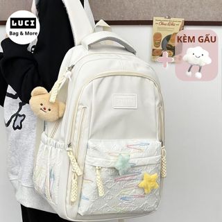 Balo đi học nữ, Balo học sinh nam nữ Unisex thời trang LUCI chống nước nhiều ngăn đựng laptop 15,6 inch