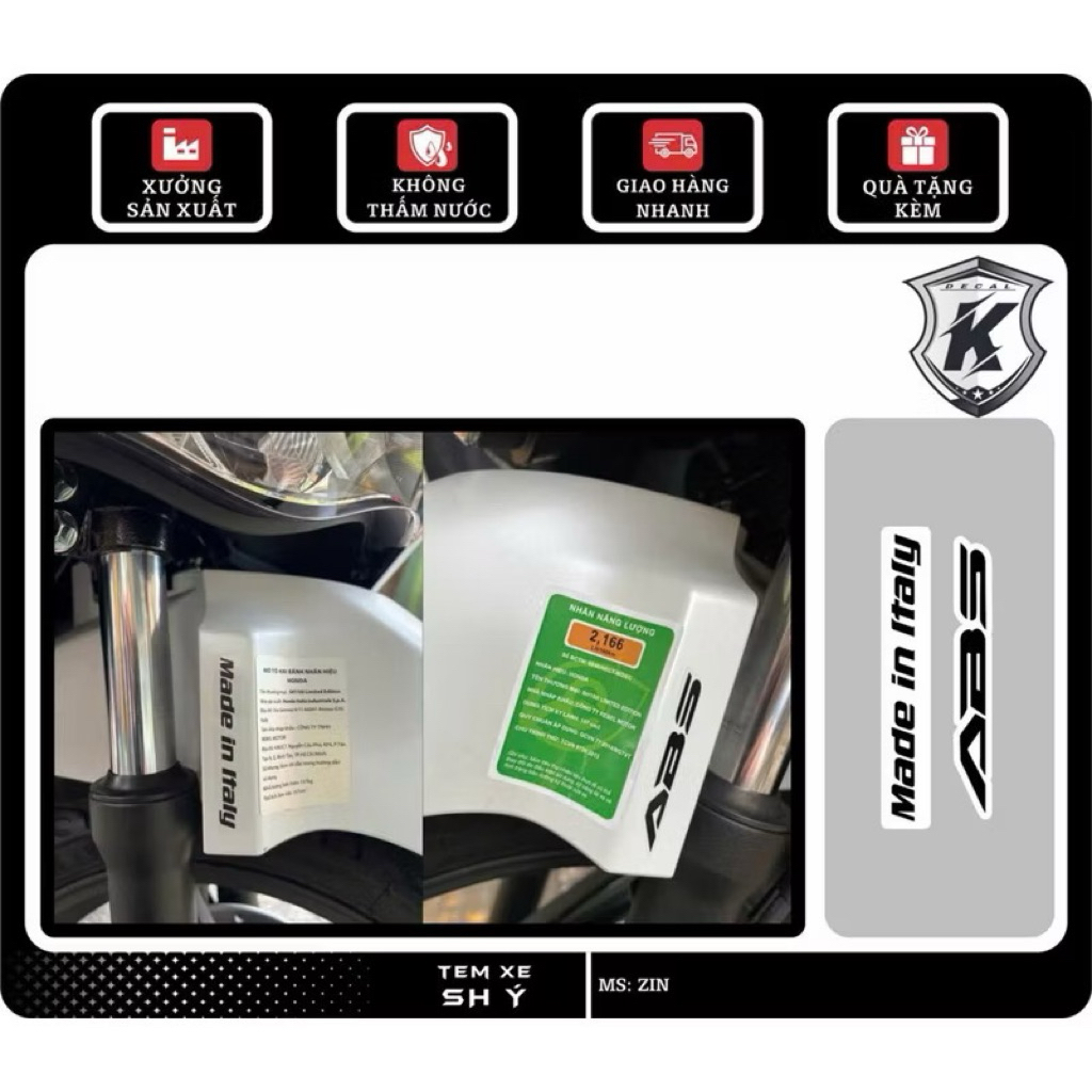 Tem Italy và ABS mẫu zin Sh ý 2020-2025