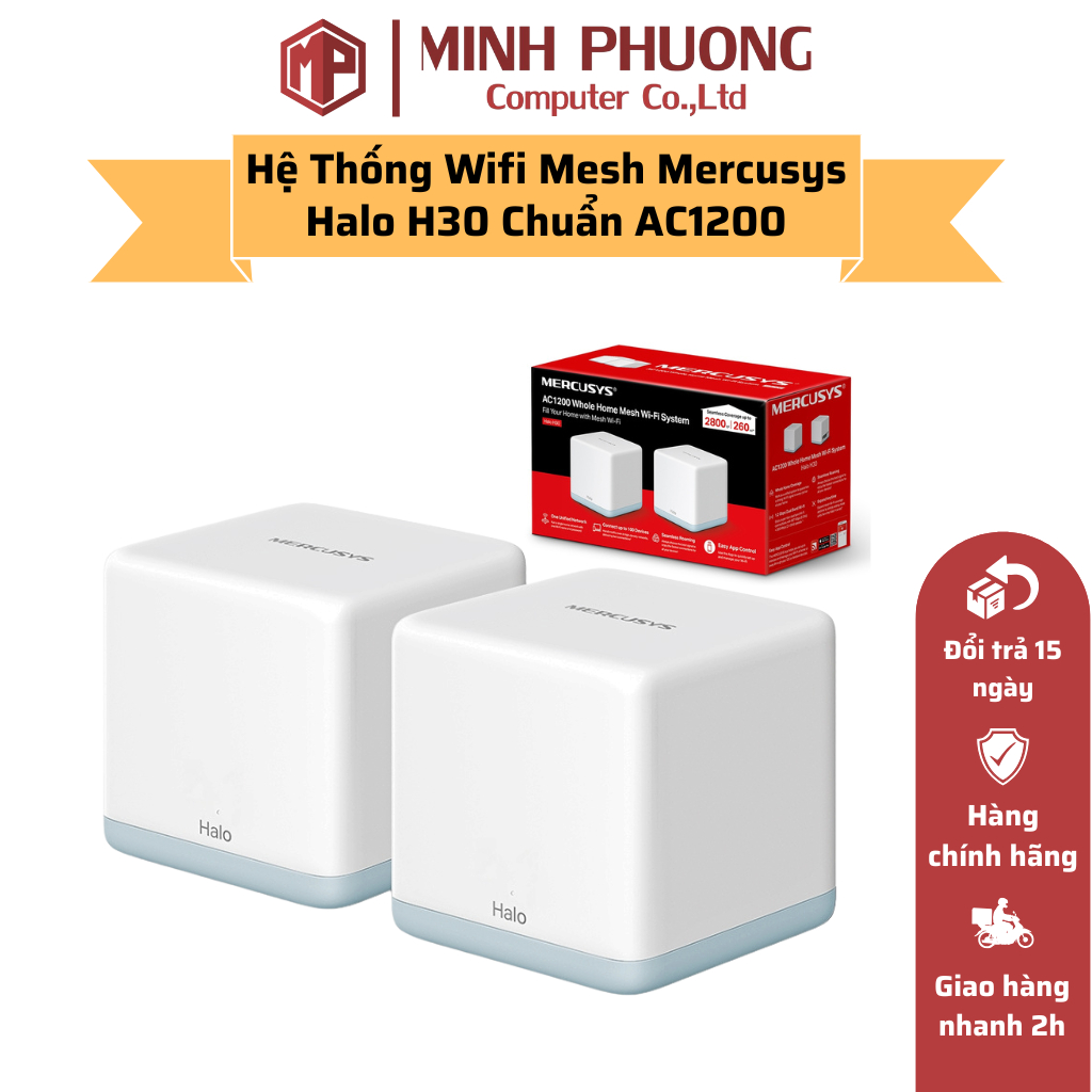 Hệ Thống Wifi Mesh Mercusys Halo H30 Chuẩn AC1200 Dành Cho Gia Đình