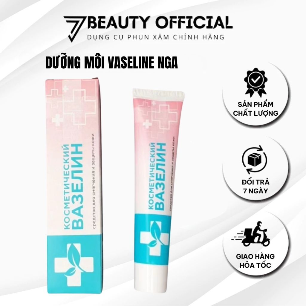 Hộp 5Tuýp, Dưỡng Môi Vaseline Nga Chuyên Dùng Dưỡng Ẩm Mềm Môi Sau Phun Xăm 7BEAUTY Dụng cụ phun xăm