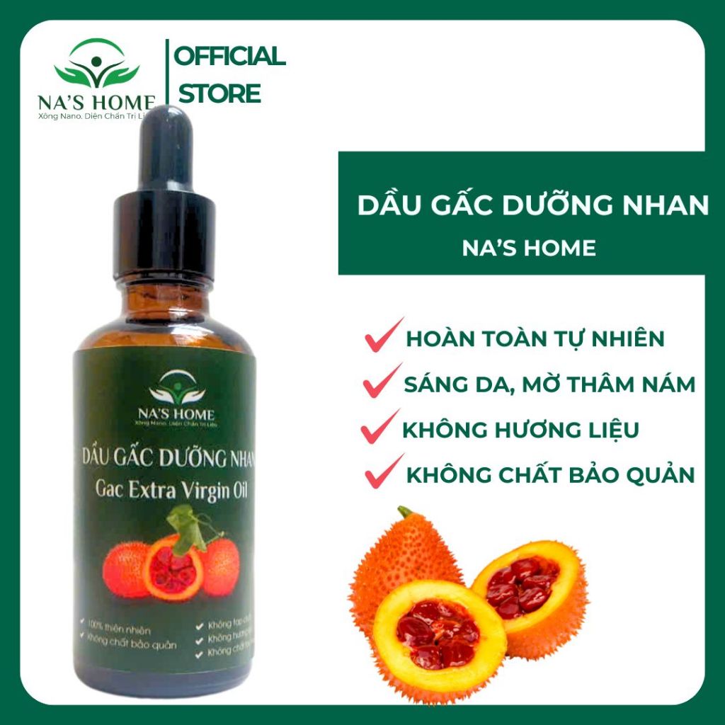 [MỸ PHẨM THIÊN NHIÊN] Dầu Gấc Massage Mặt Sáng Da Mờ Thâm Nám Thu Nhỏ Lỗ Chân Lông Na's home 50ml