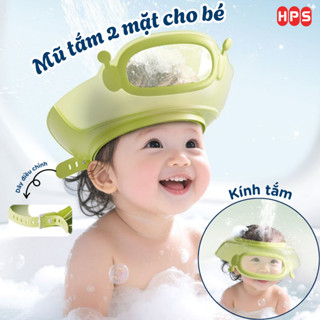  Mũ Gội Đầu Silicon Chắn Nước  Vào Tai và Mắt Cho Bé Nón Tắm Điều Chỉnh 0-15 Tuổi Đeo Được 2 Mặt HPS 