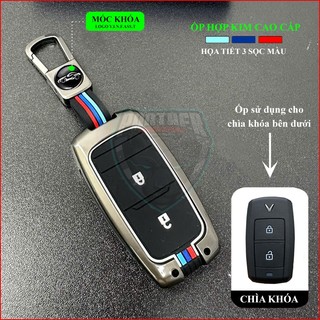 Ốp Chìa Khóa Xe Điện Vinfast VF3, VF5, Fadil, Lux A, Lux SA, Limo Green Hợp Kim Cao Cấp Họa Tiết 3 Sọc Màu