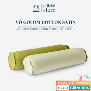 Vỏ Gối Ôm Cotton Satin Hàn Quốc AOICONCEPT size 37x100cm Màu Trơn Nhiều màu Dây kéo khoá sản xuất tại Việt Nam