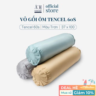 Vỏ Gối Ôm Lụa Tencel Size 37x100cm Hàn Quốc Cao Cấp À Ơi Concept Màu Trơn Nhiều màu Dây kéo khoá Không Xù Lông