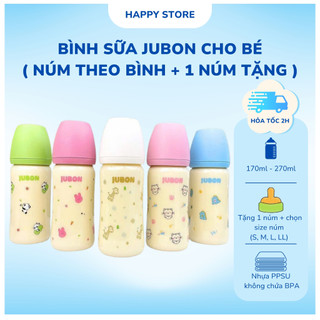  Bình sữa Jubon 170ml-270ml cho bé sơ sinh an toàn không BPA dễ chuyển ti tặng kèm núm Happy Store 