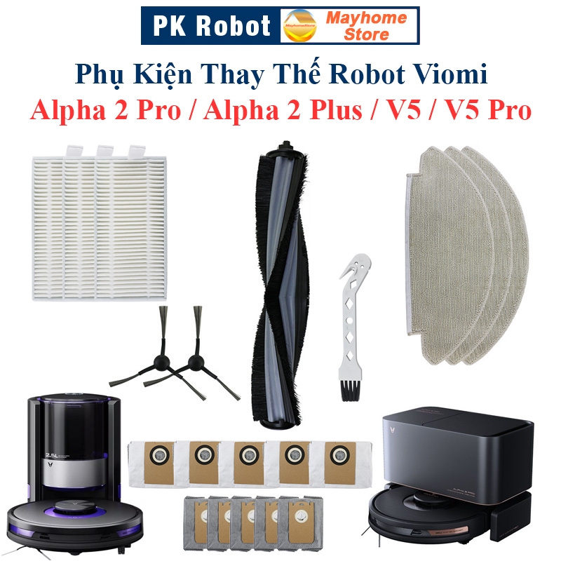 Phụ Kiện Thay Thế Robot Viomi Alpha 2 Pro / Alpha 2 Plus / V5 Pro / V5, Chổi Lăn, Chổi Cạnh, Bộ Lọc,