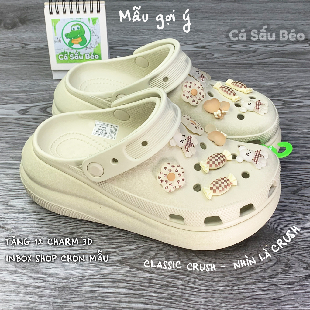 Dép sục crush unisex đế cao 5.2 cm tặng kèm 12 sticker