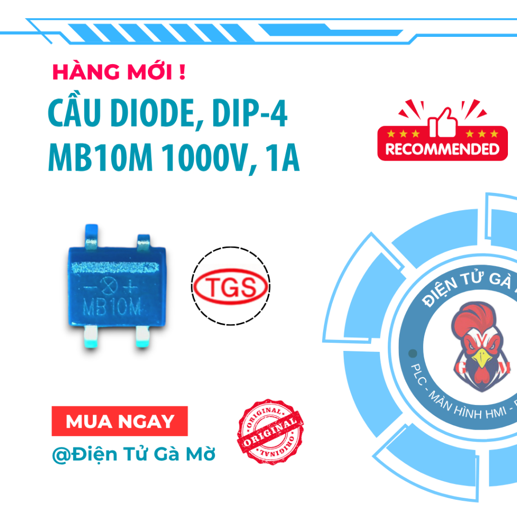 [1 CON] Cầu Diode Bridge, MB10M 1000V, 1A DIP-4 Mới Chính Hãng TGS, SX 2024+