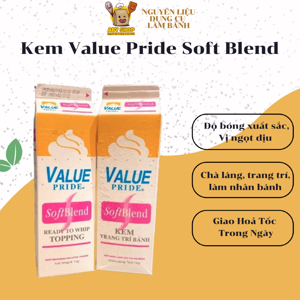 Kem topping cream Value Pride Softblen,kem trang trí bánh , chà láng bánh kem, topping trà sữa