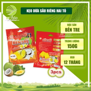 Kẹo dừa SẦU RIÊNG, kẹo dừa Bến Tre Hai tỏ túi 150g