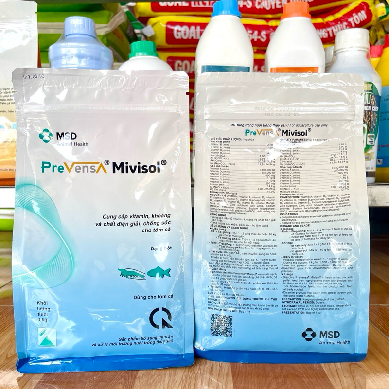 Mivisol Elanco mẫu mới MSD túi 1Kg cung cấp chất vitamin, khoáng, chất điện giải giúp chống sốc cho 