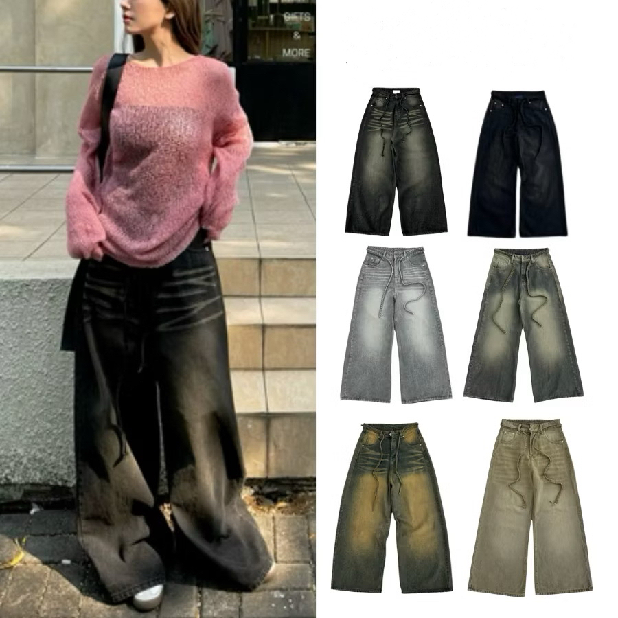 Quần Baggy Jeans Ống Rộng Loa Thắt Lưng Form To Unisex Nam Nữ Phong Cách Retro Hàn Quốc 20we | BigBuy360 - bigbuy360.vn