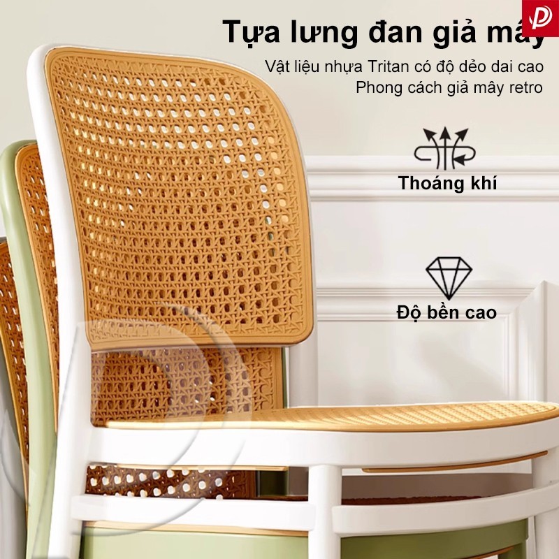 Ghế Nhựa Tựa Lưng Mặt Lưới Mây Hiện Đại Xếp Chồng Nhiều Màu Dùng Cho Quán Cà Phê Ban Công Sân Vườn | BigBuy360 - bigbuy360.vn