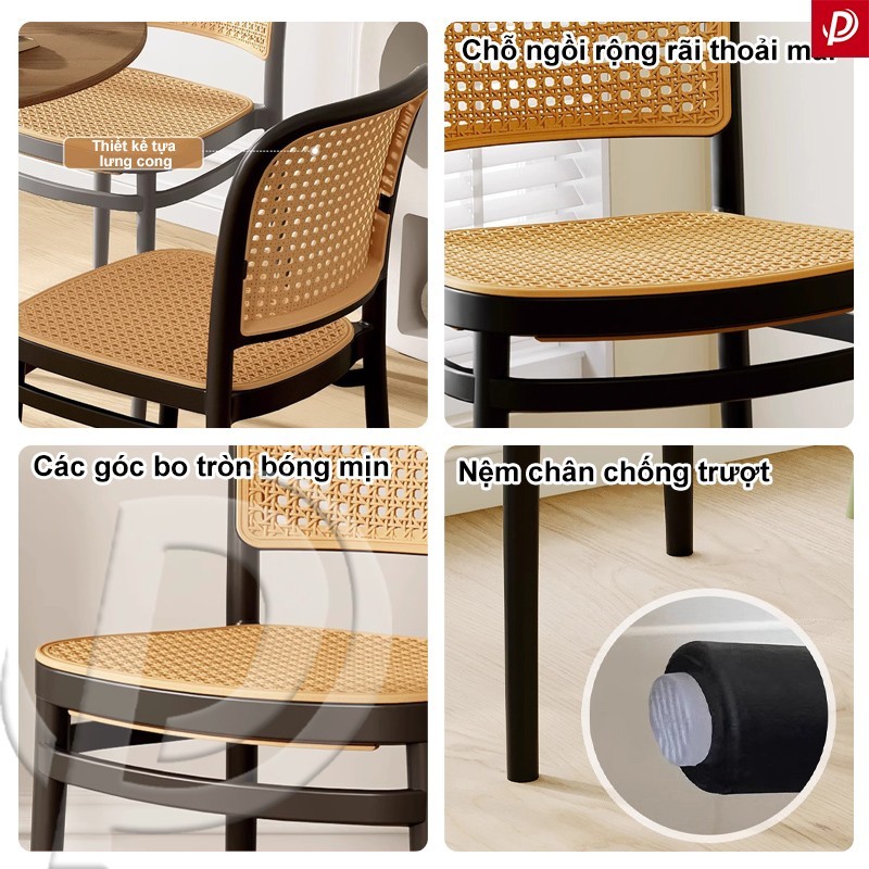 Ghế Nhựa Tựa Lưng Mặt Lưới Mây Hiện Đại Xếp Chồng Nhiều Màu Dùng Cho Quán Cà Phê Ban Công Sân Vườn | BigBuy360 - bigbuy360.vn