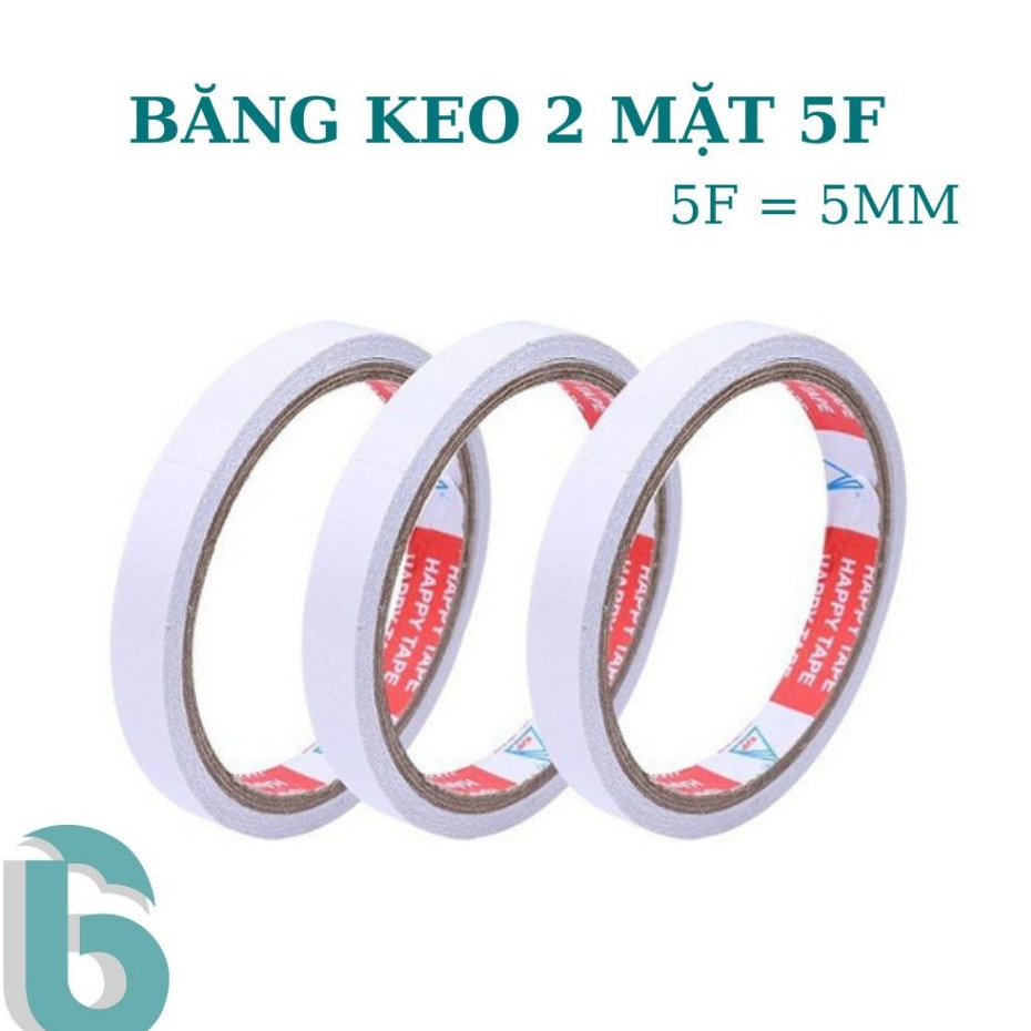 [BĂNG KEO] 2 CUỘN BĂNG KEO 2 MẶT 5MM