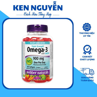Dầu cá Triple Strength Omega 3 With CoQ10 900mg Webber Natural Canada hộp 80 viên nang mềm
