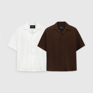 Áo sơ mi nam ROWAY form suông thoáng mát, Cộc tay dệt ô