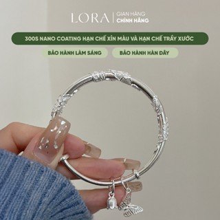   BH Trọn Đời  Lắc Tay Nữ Kiềng Nữ Bản Đặc Bạc Nguyên Chất S999 Lora Hồ Điệp May Mắn Sung Túc Đã Xi Kim Hạn Chế Trầy 