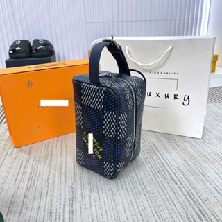 ⚜️[HÀNG CAO CẤP] - Túi Cầm Tay Chất Da Màu Xanh Navy Caro Sang Trọng - Túi Ví Nam Nữ Cao Cấp Dluxury