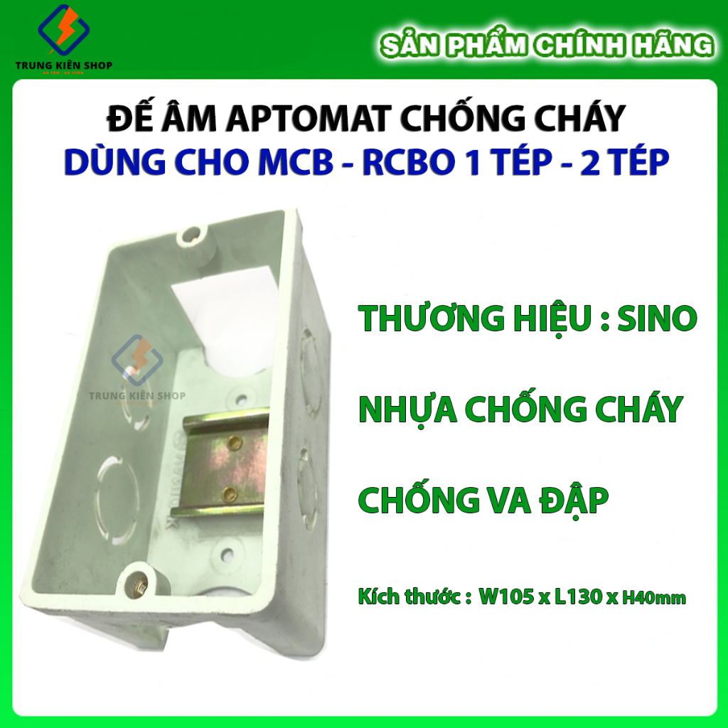Đế ray âm aptomat RCBO - MCB  - đế âm tường chống cháy cho aptomat RCBO ( Đế aptomat - đế âm cầu dao