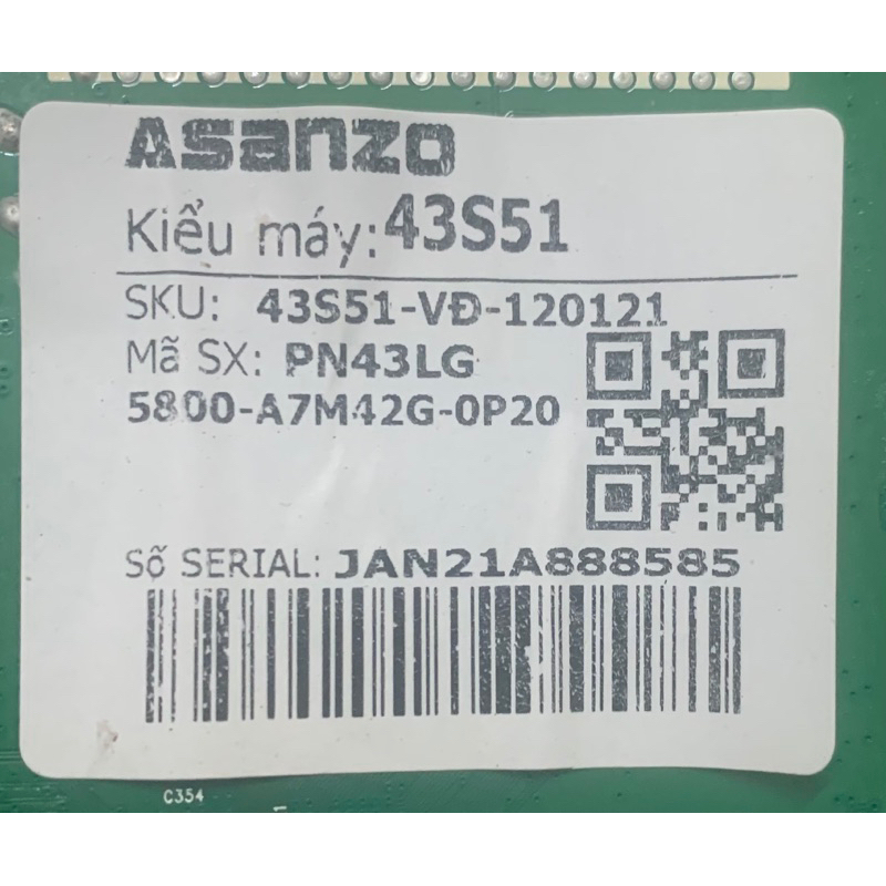 BO MẠCH TIVI ASANZO 43S51