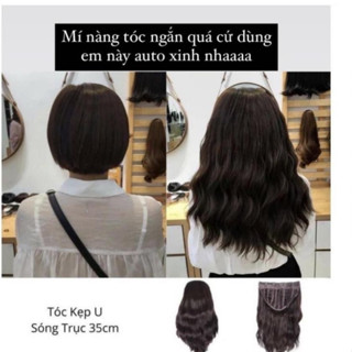  Tóc Giả Kẹp Chữ U Xoăn Sóng 40cm – Tóc Dày Đẹp Tự Nhiên, Kẹp Gọn Trong 5s – Sợi Tơ Cao Cấp  KU17
