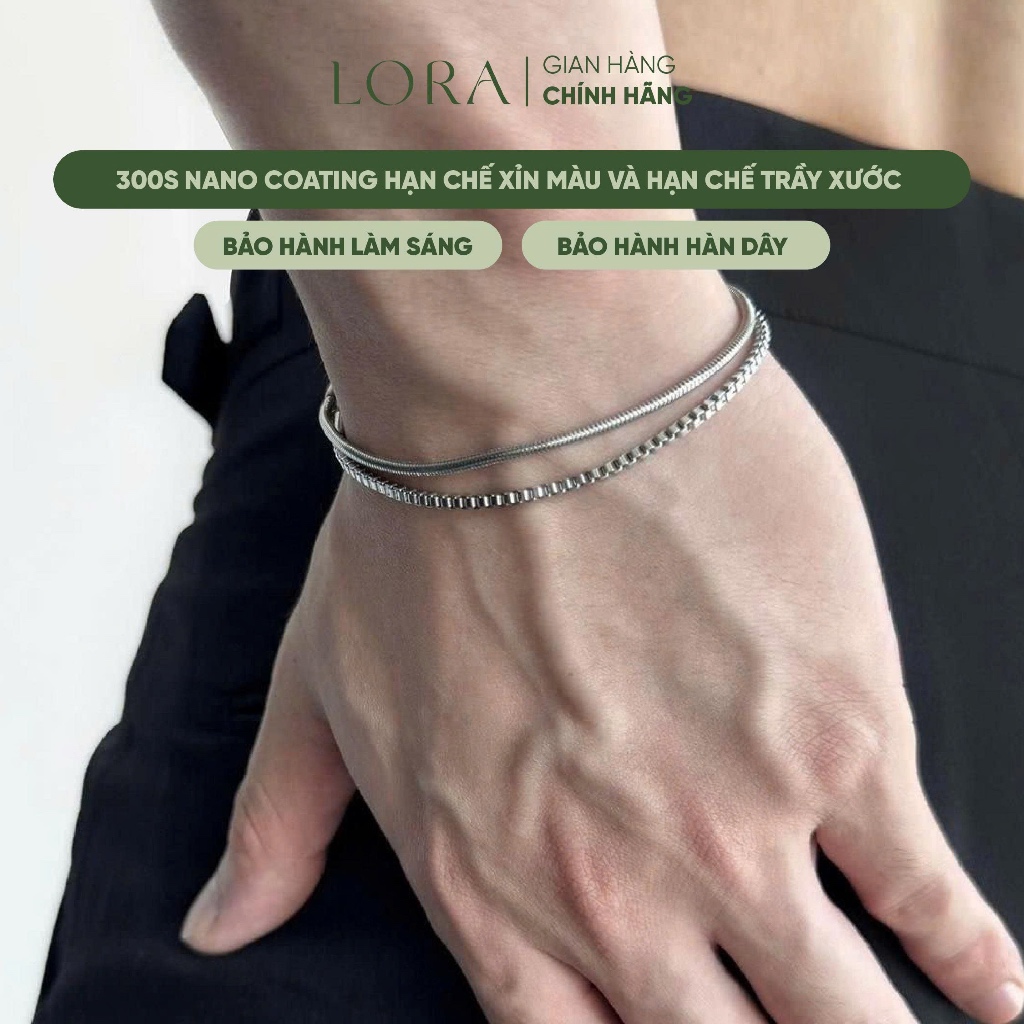 [BH Trọn Đời] Lắc Tay Nam Bạc Ý S925 Thời Trang Hiện Đại Lora Gia Công Đeo Vừa Tay May Mắn Bình An