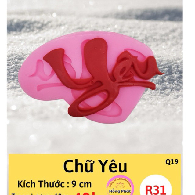 Khuôn silicone Hồng phát tạo hình chữ YÊU - R31