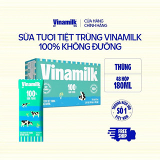 Sữa Tươi Vinamilk Không Đường Thùng 48 Hộp 180 ml (hsd 30/7/2025)