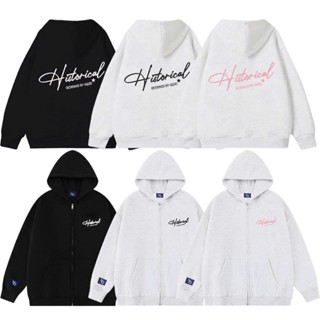 Áo Khoác Hoodie Zip COTTON Thêu Xù NQ30 HISTORICAL Form Boxy Form Rộng Nam Nữ Unisex