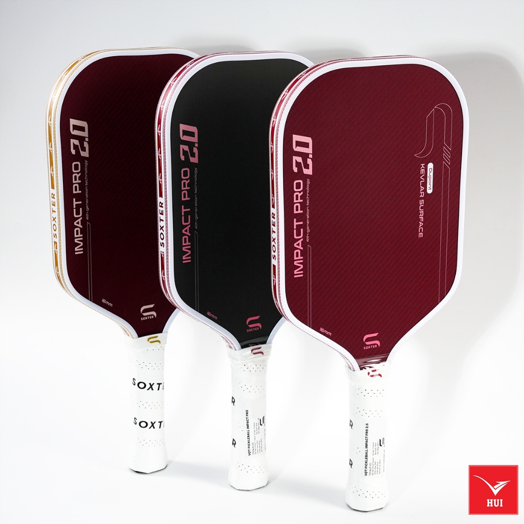 Vợt pickleball Soxter Impact Pro 2.0 lõi gen4 thế hệ mới 16mm - Mặt vợt Carbon+Teflon Tặng (4 phần q