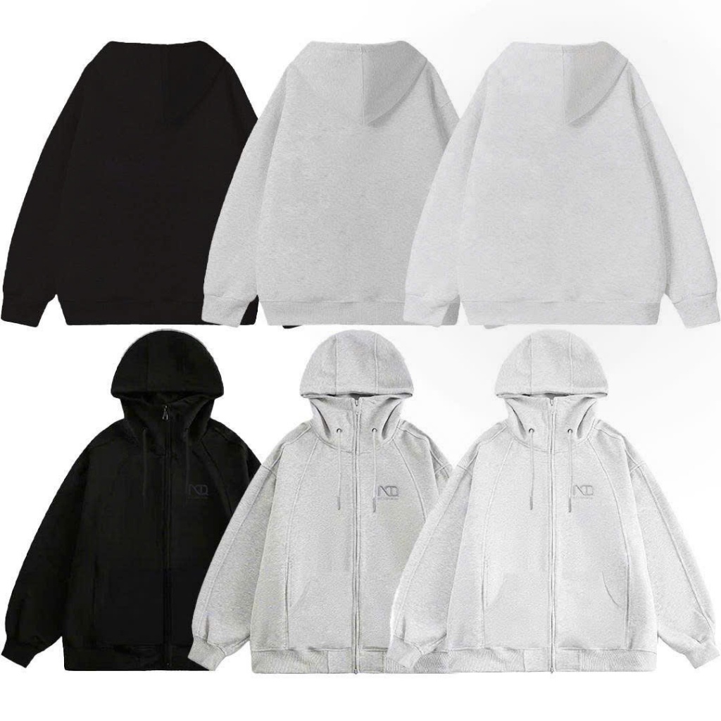 Áo Khoác Hoodie Zip COTTON Cổ Cao NQ30 DINO Form Boxy Form Rộng Nam Nữ Unisex (KHÔNG XÙ LÔNG)
