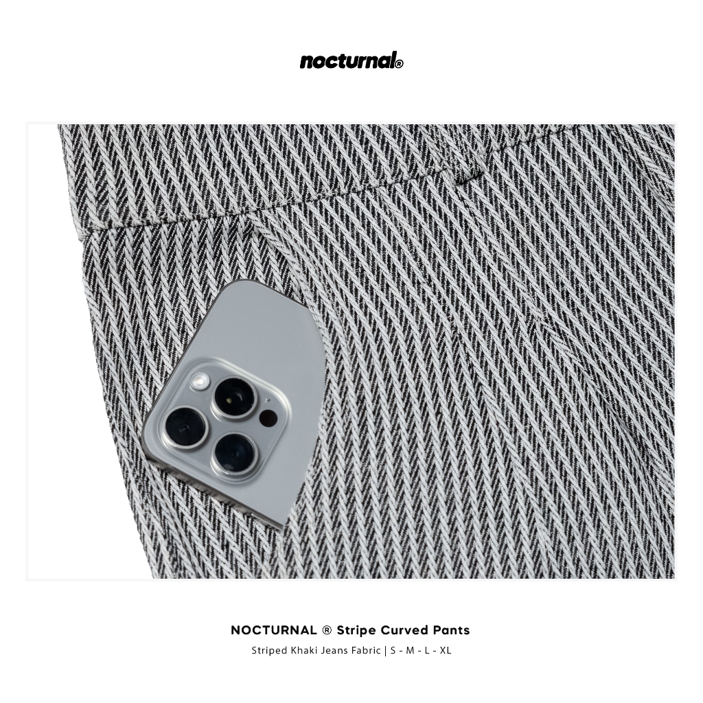Quần Kẻ Sọc Ống Cong NOCTURNAL Stripe Curved Pants Kaki Jeans Unisex Nam Nữ Local Brand | BigBuy360 - bigbuy360.vn