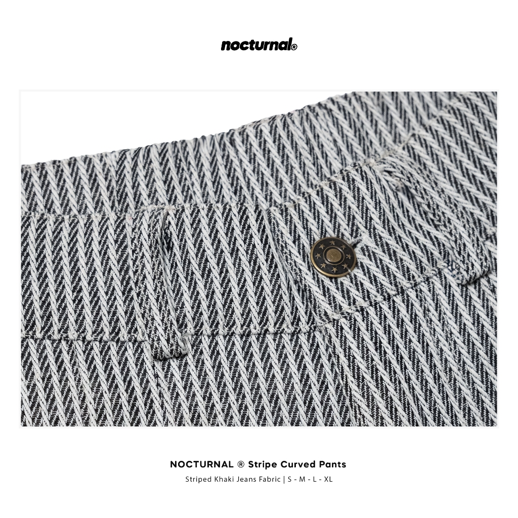 Quần Kẻ Sọc Ống Cong NOCTURNAL Stripe Curved Pants Kaki Jeans Unisex Nam Nữ Local Brand | BigBuy360 - bigbuy360.vn
