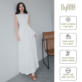 Chân Váy Dài Trắng Tơ Đũi Xước Không Nhăn, Dáng Basic Dễ Mặc – Sang Trọng Trẻ Trung – ByAAN A068